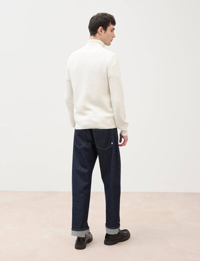 Pull col camionneur ecru homme