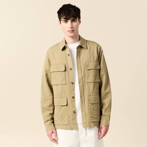 Veste oversize poches rabat taupe homme