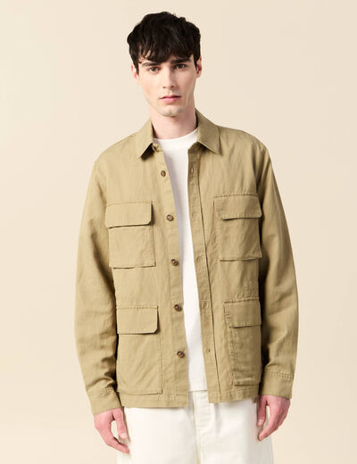 Veste oversize poches rabat taupe homme