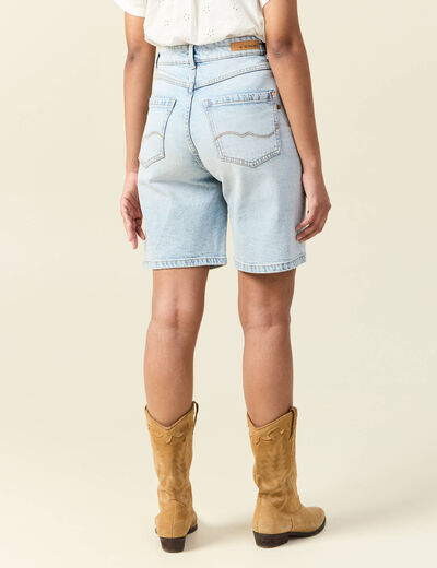 Bermuda droit en jean denim snow bleu femme