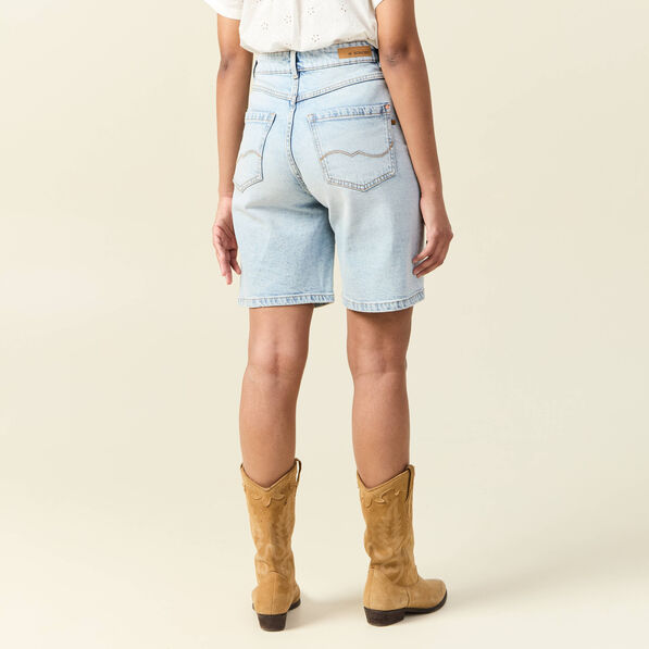 bermuda droit en jean denim snow bleu femme Bermuda droit en jean denim snow bleu femme