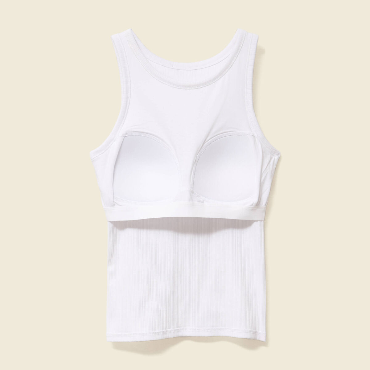 Débardeur 2 en 1 avec brassière intégrée blanc femme