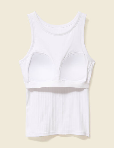 Débardeur 2 en 1 avec brassière intégrée blanc femme