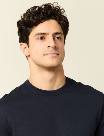 T-shirt en coton manches courtes bleu marine homme