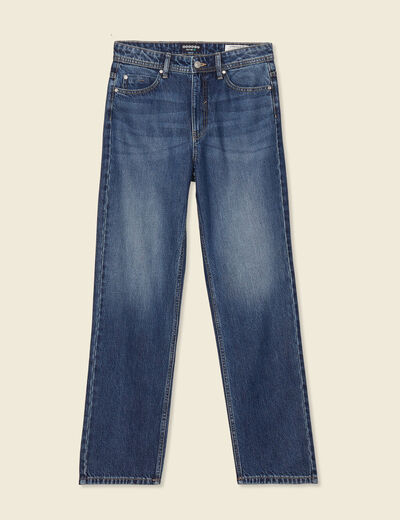 Jeans straight taille haute denim stone femme