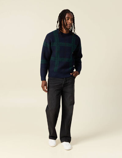 Pull manches longues bleu marine homme