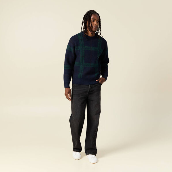 Pull manches longues bleu marine homme