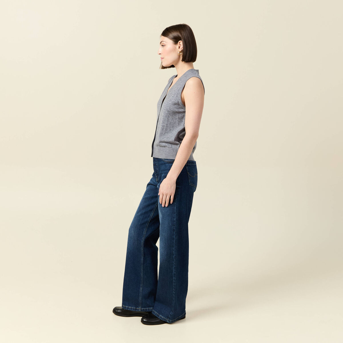 Gilet sans manches gris clair femme