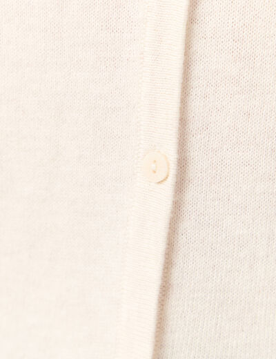 Gilet manches longues boutonné creme femme