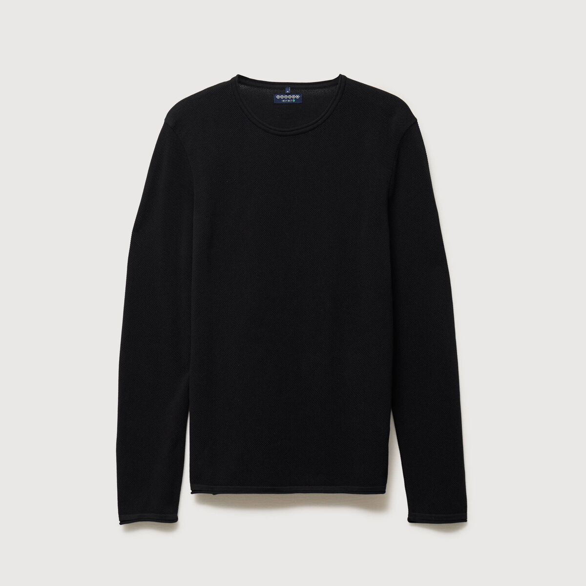Pull col rond manches longues noir homme