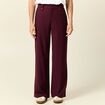Pantalon large taille haute prune femme