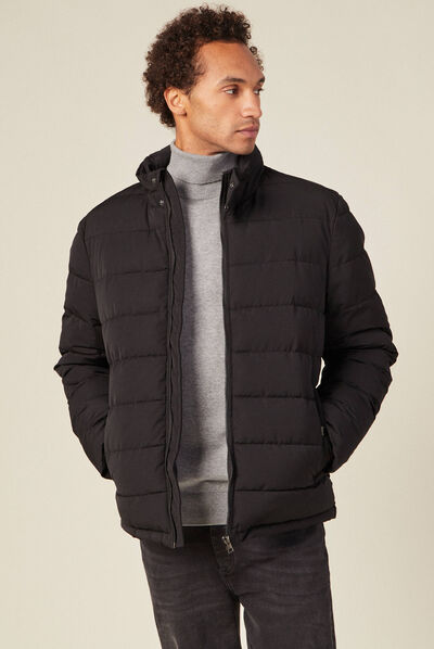 Doudoune à capuche cachée noir homme