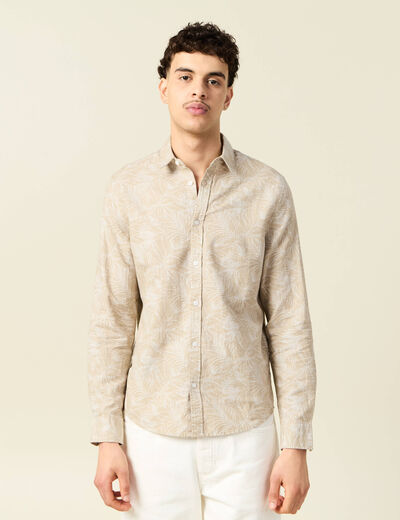Chemise manches longues beige homme