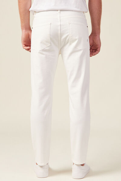 Jeans tapered 5 poches denim blanc homme