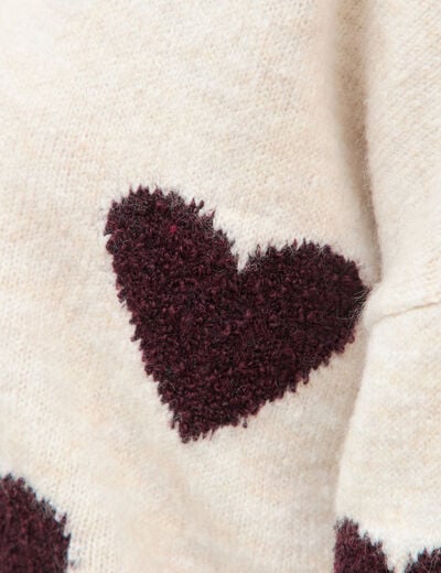 Pull manches longues bouclette col rond prune femme