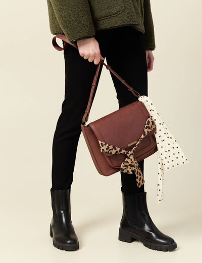 Sac avec foulards marron foncé femme