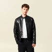 Veste manches longues col biker noir homme