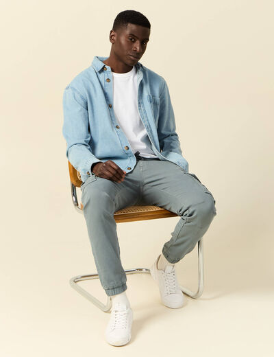 Pantalon battle bas resserré bleu gris homme