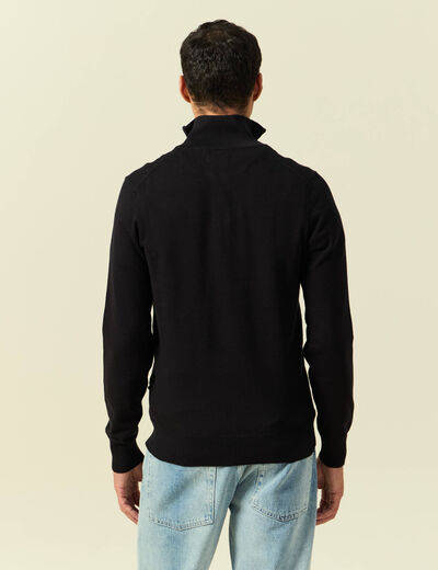 Pull fin col camionneur manches longues noir homme