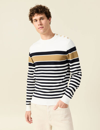 Pull éco-responsable ecru homme