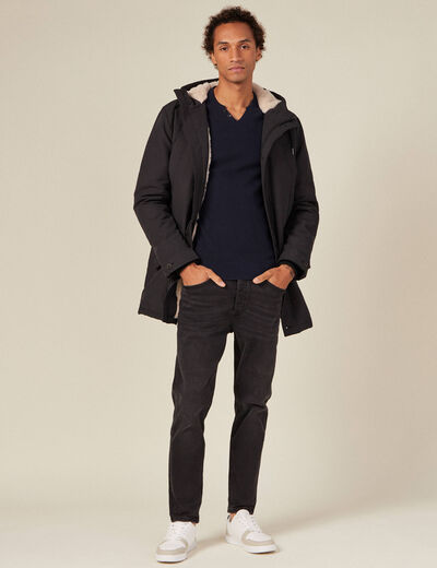 Pull manches longues bleu marine homme