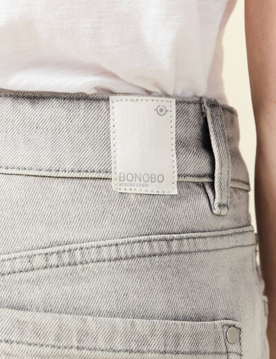 Jeans large éco-responsable denim gris clair femme