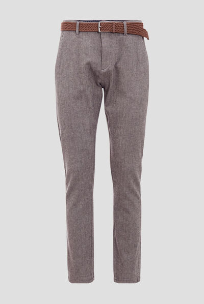 Pantalon chino ceinturé gris foncé homme