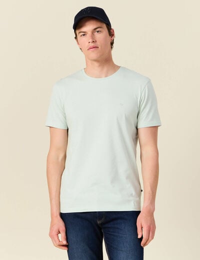 T-shirt cintr&eacute; col rond manches courtes bleu gris homme