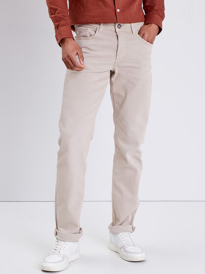 Jeans straight 5 poches beige homme