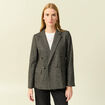 Blazer col tailleur manches longues gris fonc&eacute; femme