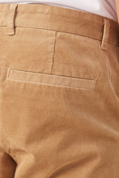 Pantalon chino tapered velours beige homme