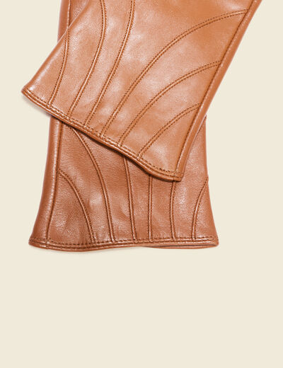 Gants en cuir marron foncé femme