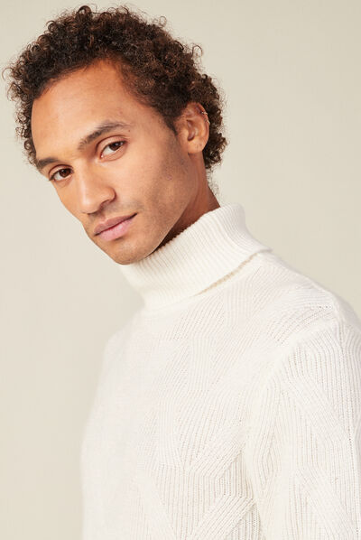Pull manches longues ecru homme