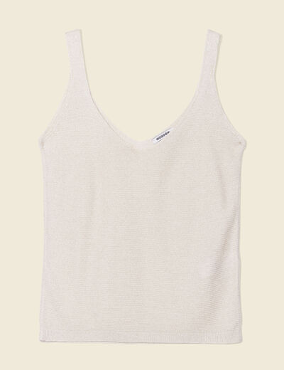 Pull débardeur bretelles ecru femme