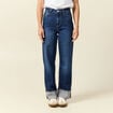 Jeans straight taille haute denim brut femme