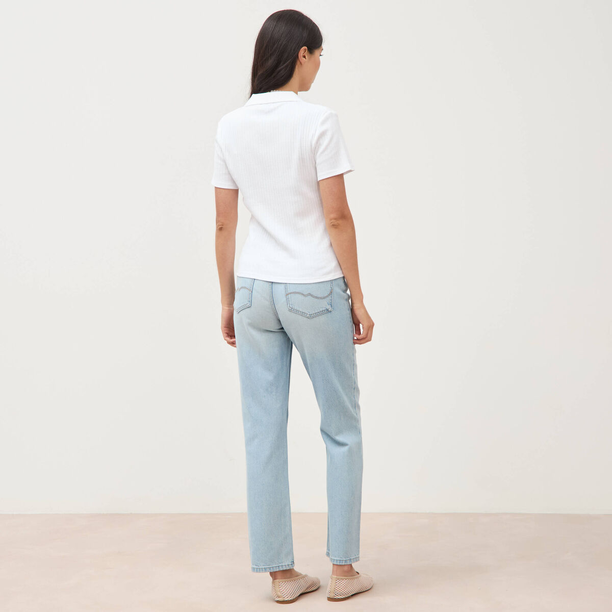 Polo manches courtes blanc femme