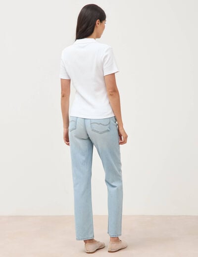 Polo manches courtes blanc femme