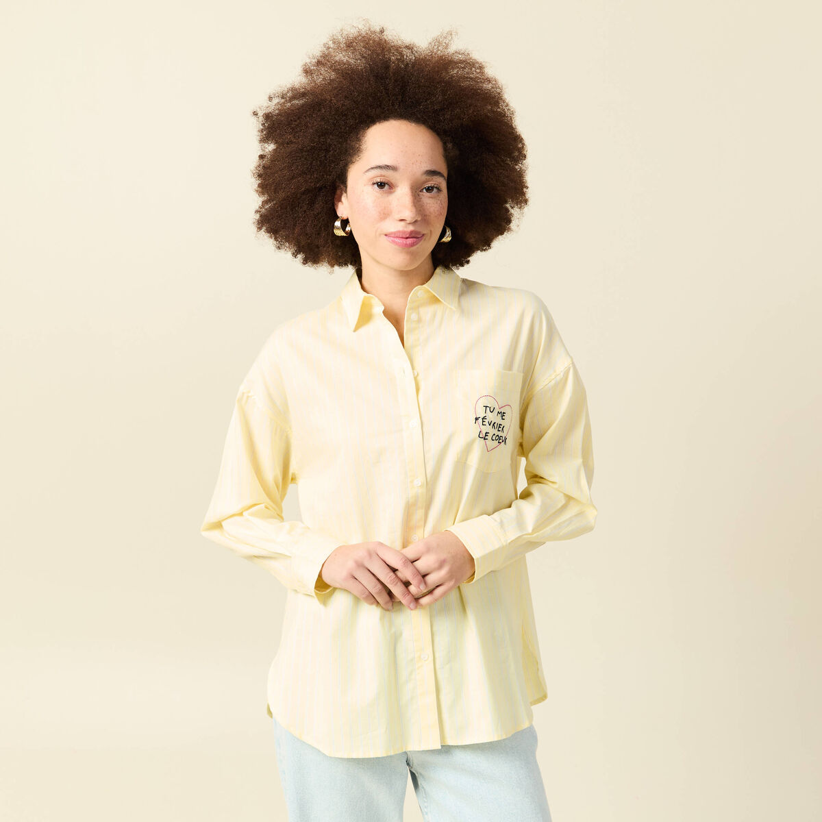 Chemise brod&eacute;e Atelier Beguin x Bonobo jaune femme