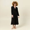 Robe longue évasée fluide noir femme