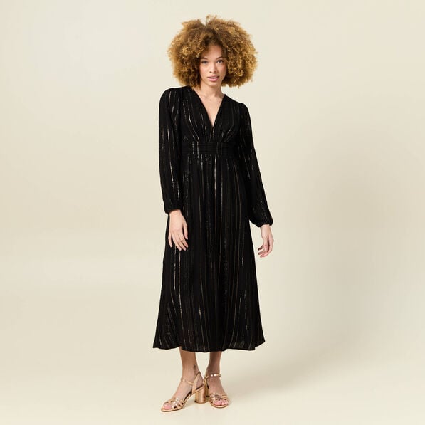 robe longue evasee fluide noir femme Robe longue évasée fluide noir femme