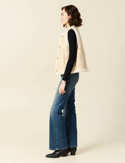 Veste suédine sans manches creme femme