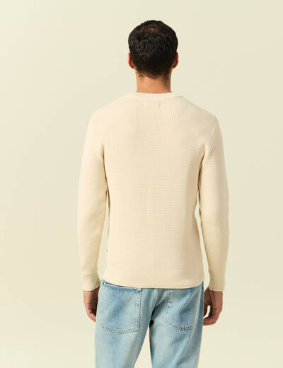 Pull col rond manches longues sable homme