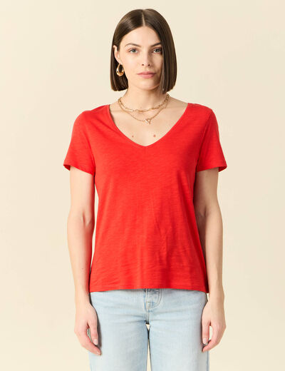T-shirt manches courtes rouge femme