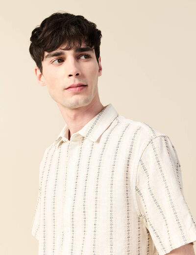 Chemise manches courtes ecru homme
