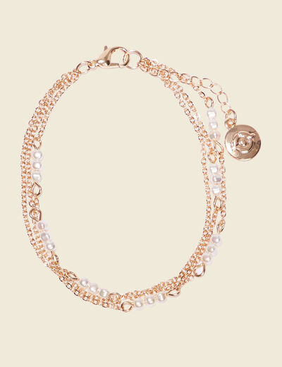 Bracelet multirangs à perles blanc femme