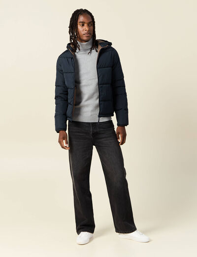 Doudoune à capuche bleu marine homme