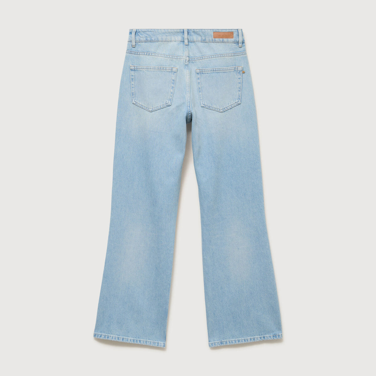 Jeans wide leg taille bascul&eacute;e bleu femme