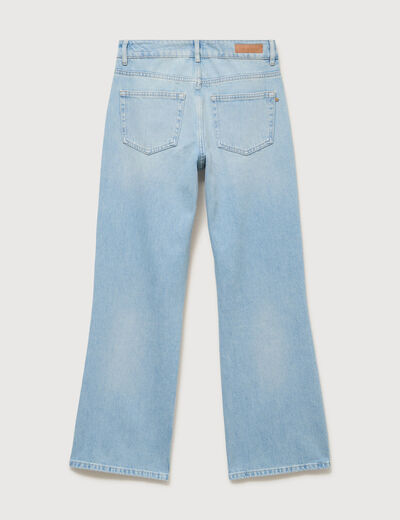 Jeans wide leg taille bascul&eacute;e bleu femme