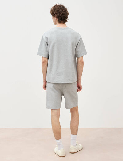 T-shirt ample col rond manches courtes gris homme