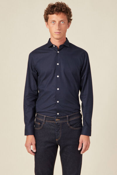 Chemise éco-responsable bleu marine homme